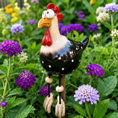 Henrietta™ – Hand-Glazed Ceramic Garden Hen with Dangling Legs