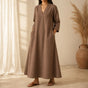 Lunara – Linen-Look V-Neck A-Line Maxi Dress with Pockets