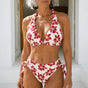 Florenza – Hibiscus Print Halter Bikini Set for Women, Side-Tie Bottoms, Tropical Swimwear