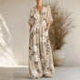 Solene – Printed V-Neck Wide-Leg Jumpsuit with Cinched Waist and Pockets