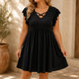 Florelle – Women's Eyelet Babydoll Dress with Criss Cross V Neck and Flutter Sleeves