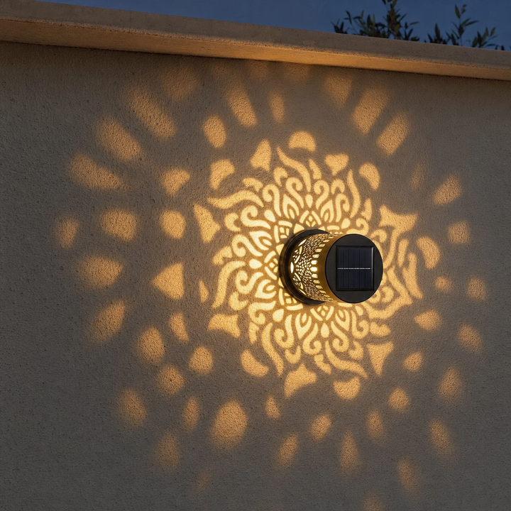 Veluna™ – Solar Mandala Projector Wall Light for Outdoor Garden Decor