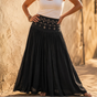 Soléra – High Waist A-Line Boho Maxi Skirt for Women