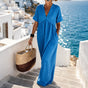 Mira Coast – Soft Maxi Dress with Oversized V-Neck and Pockets