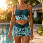Solmara – High Waisted Tropical Print Swim Set with Boyshort Bottom