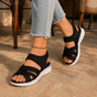Veluna™ – Cushioned Stretch Knit Cross Strap Sandals for Women