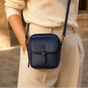 Solene – Structured vegan leather crossbody bag with built-in wallet and glasses compartment