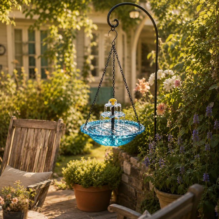 Avelora™ – Solar Hanging Bird Bath Fountain with Two-Tier Cascade
