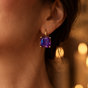 Lunera – Amethyst purple drop earrings, gold finish