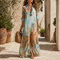 Solmare – Mediterranean Baroque Print Chemisier Maxi Dress