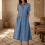 Everly – Shirt Dress with Pockets A-Line Midi Button Front