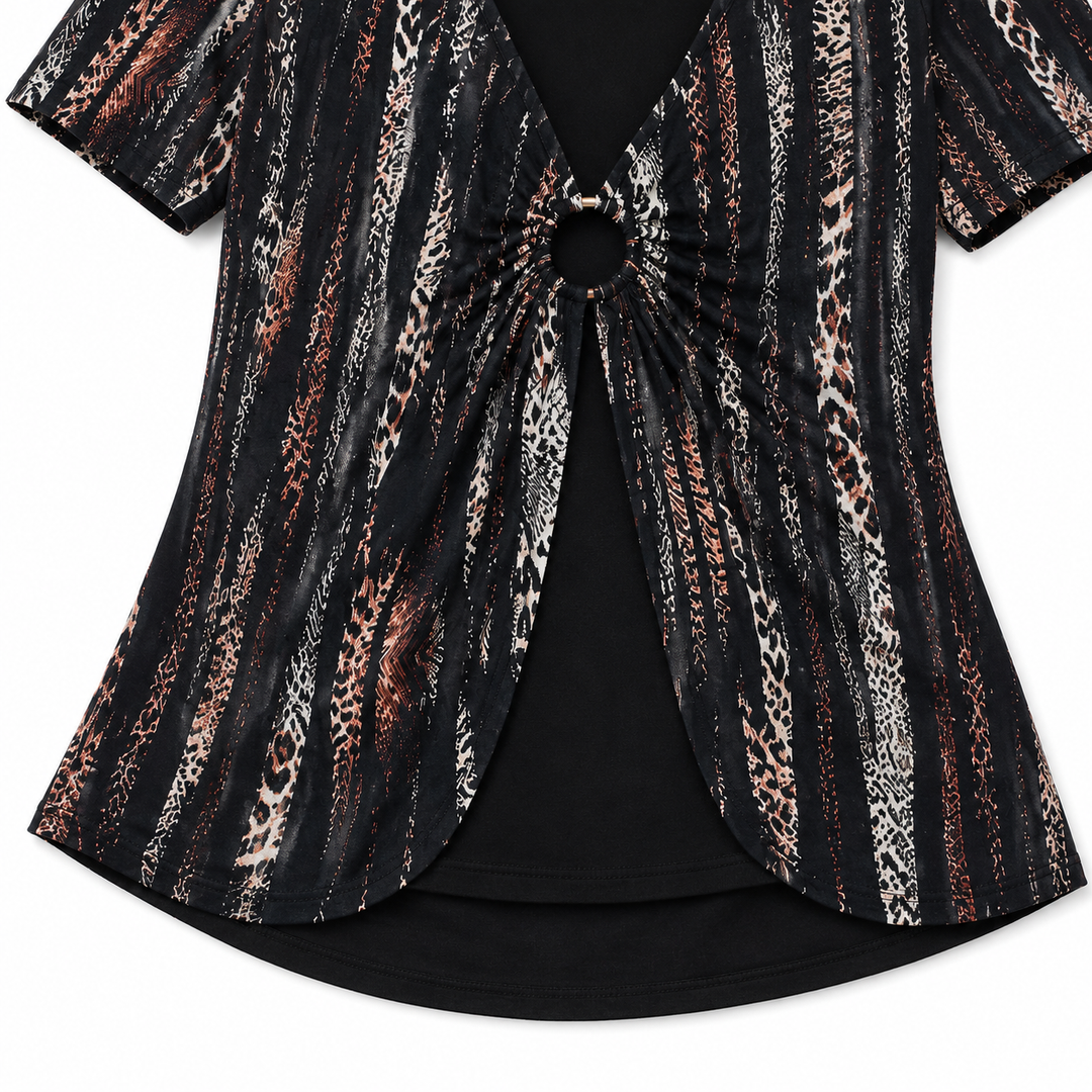 Wearbella – Draped Front V-Neck Layered Top