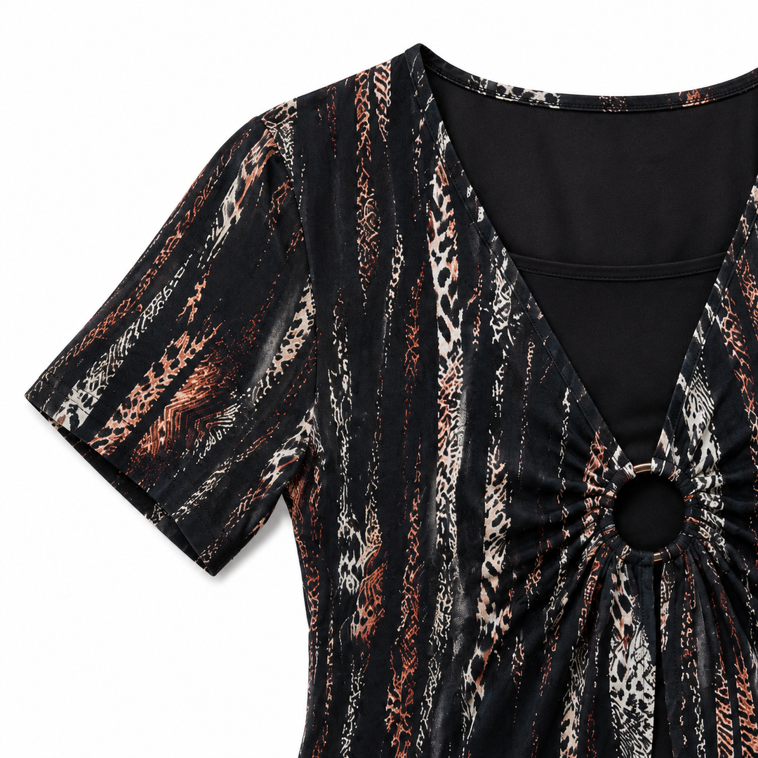 Wearbella – Draped Front V-Neck Layered Top
