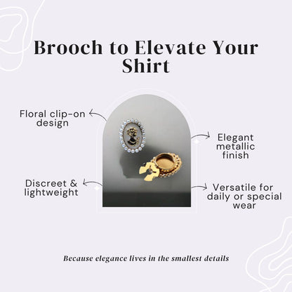 Petaline™ – Golden Floral Cameo Brooch (35% Off)