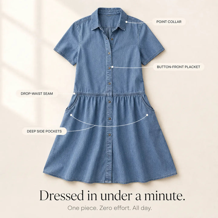 Everly – Shirt Dress with Pockets A-Line Midi Button Front