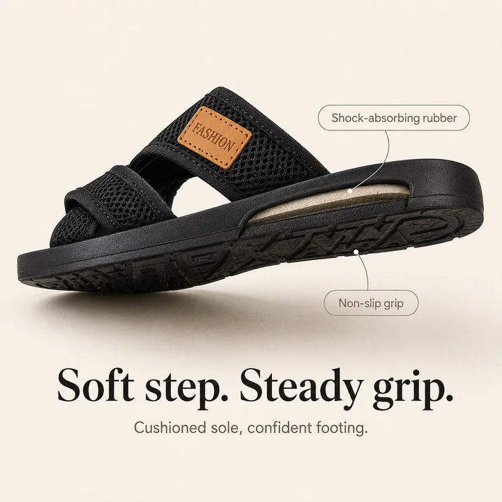 Breezely – Breathable Mesh Slide Sandals for Wide Feet, Open Toe Comfort