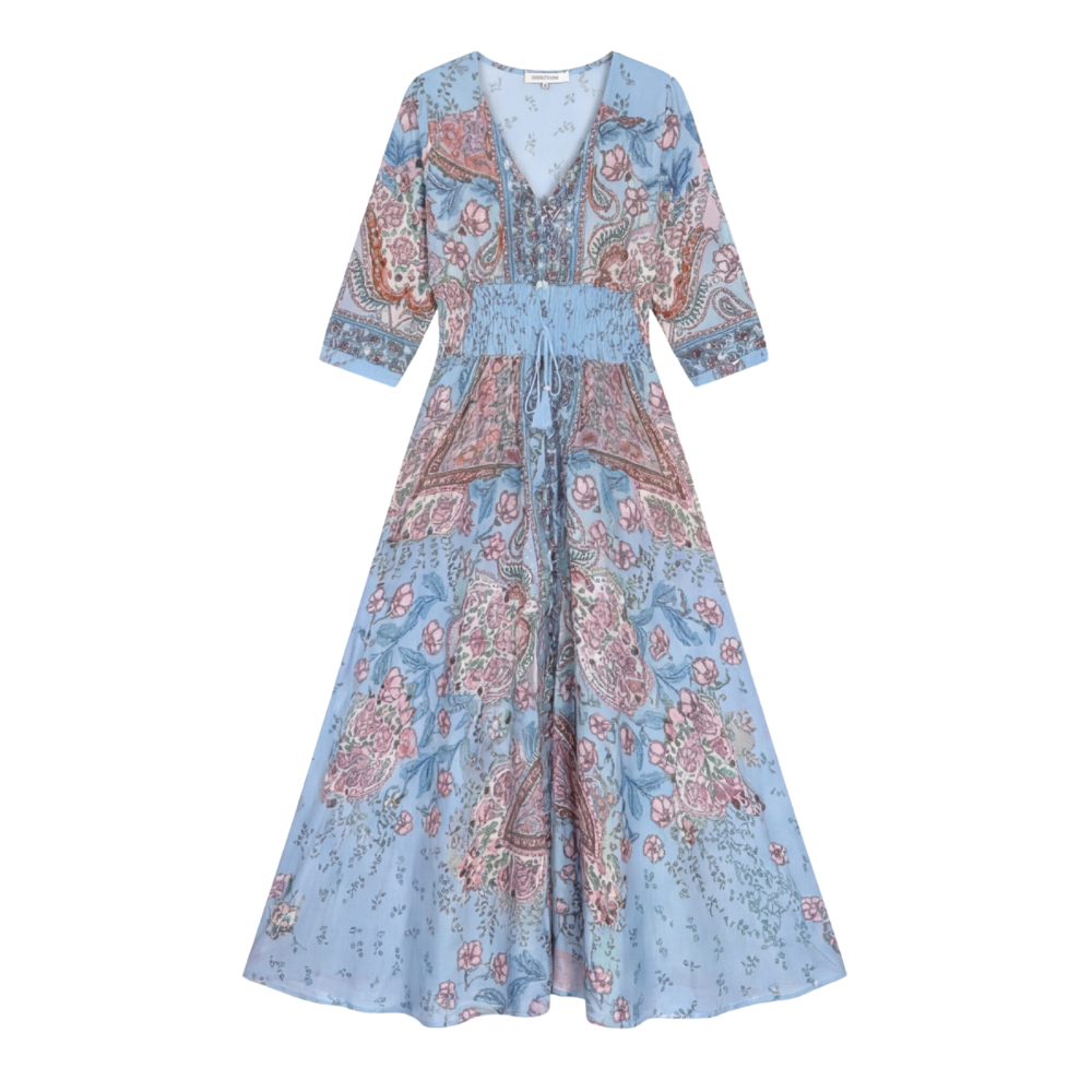 Floressa™ Flowy Floral V Neck Maxi Dress