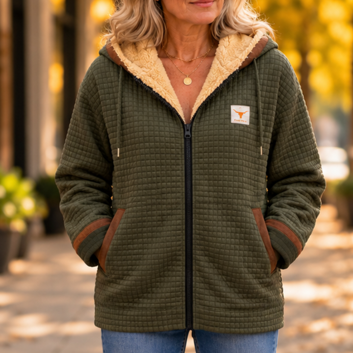 Hearthline – Waffle-Quilted Hooded Jacket