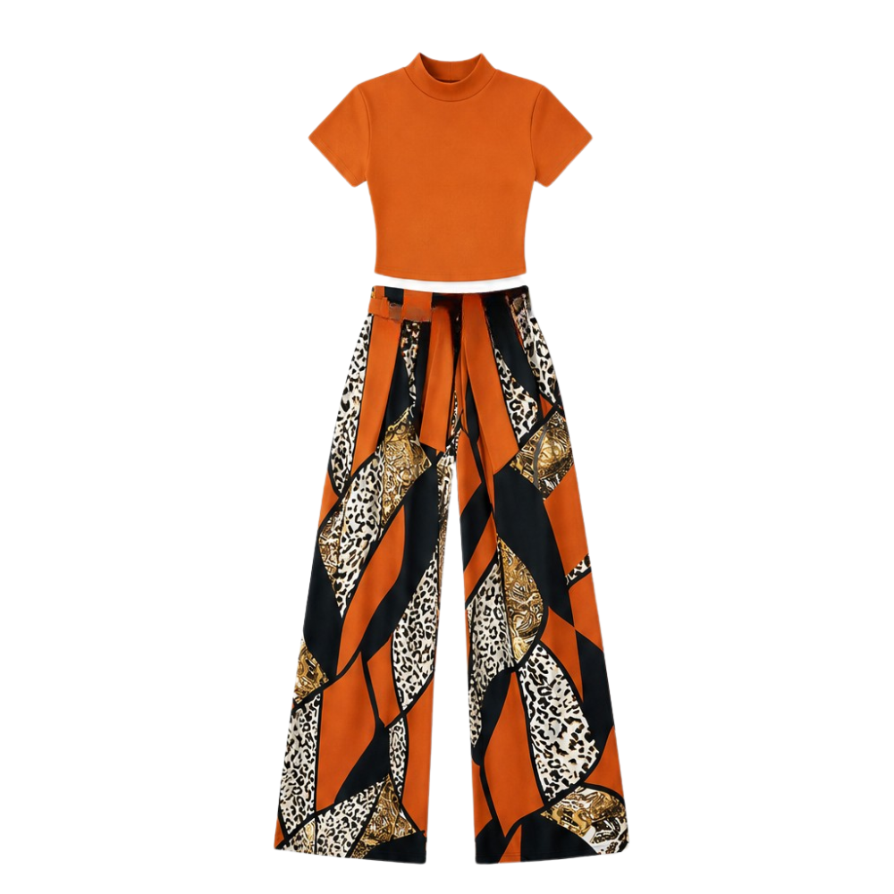 Mireya – Women's Bold Print Wide-Leg Two-Piece Set