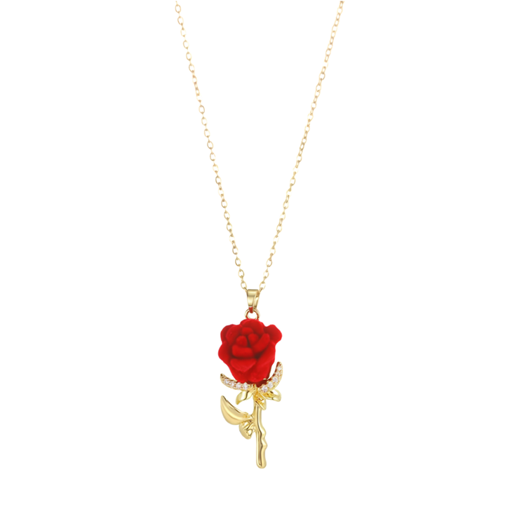 Florevia – Velvet Rose Pendant Necklace