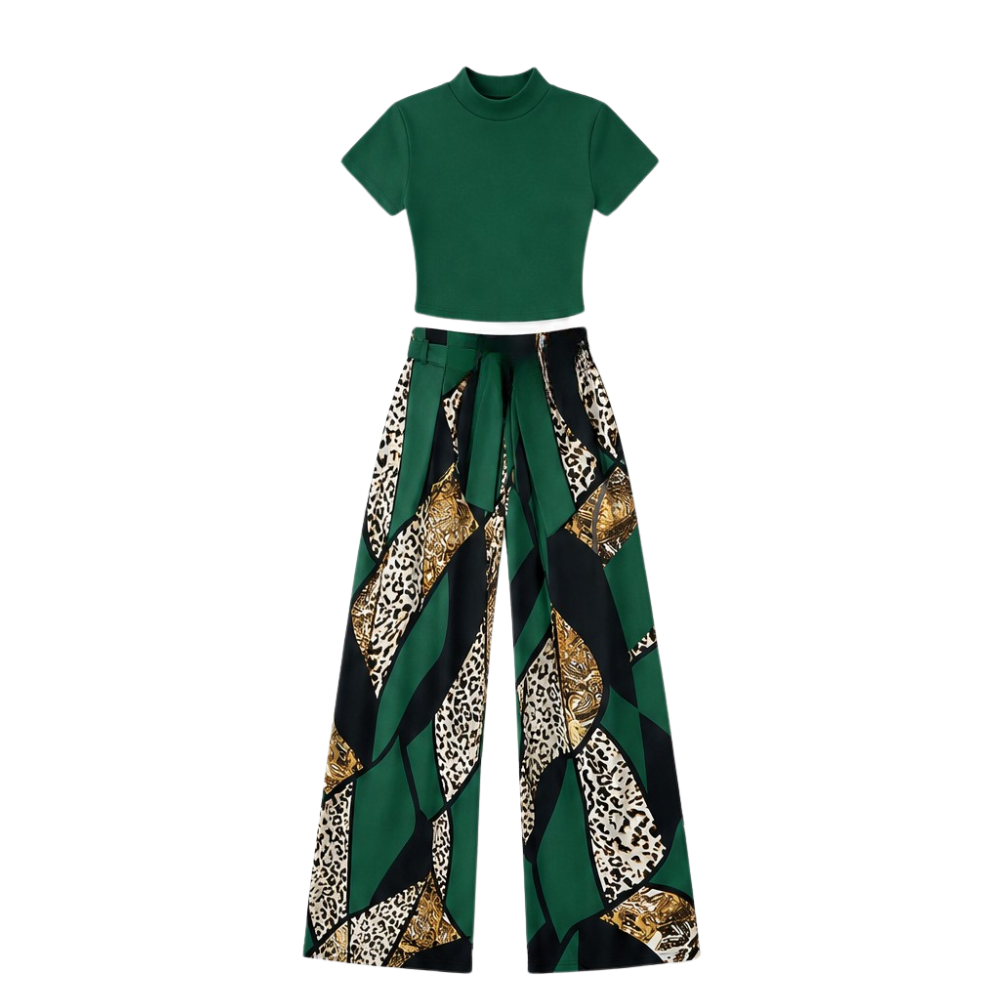 Mireya – Women's Bold Print Wide-Leg Two-Piece Set