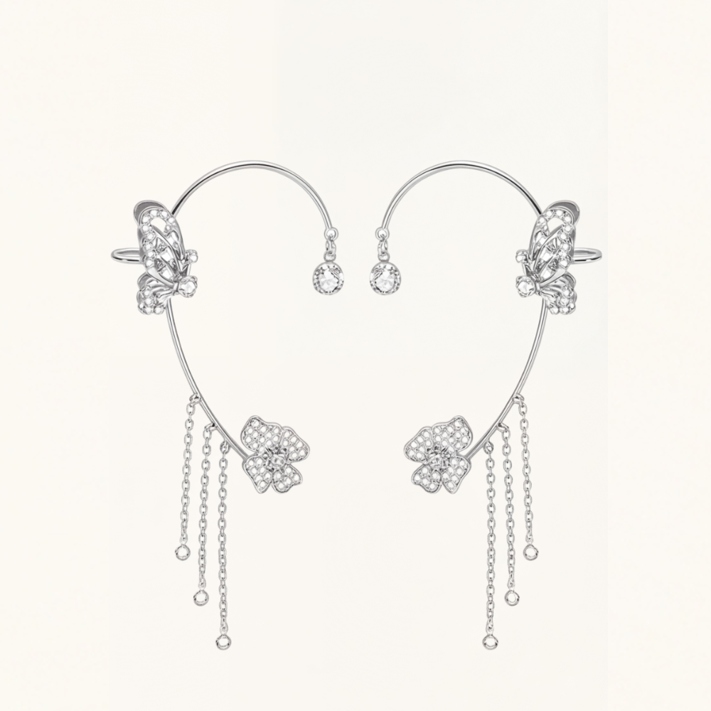 Ornata – Sparkling Butterfly Ear Cuff with Tassels