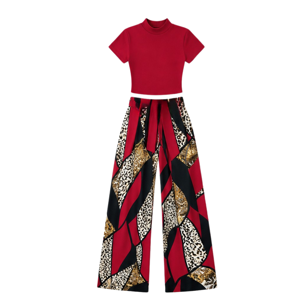 Mireya – Women's Bold Print Wide-Leg Two-Piece Set