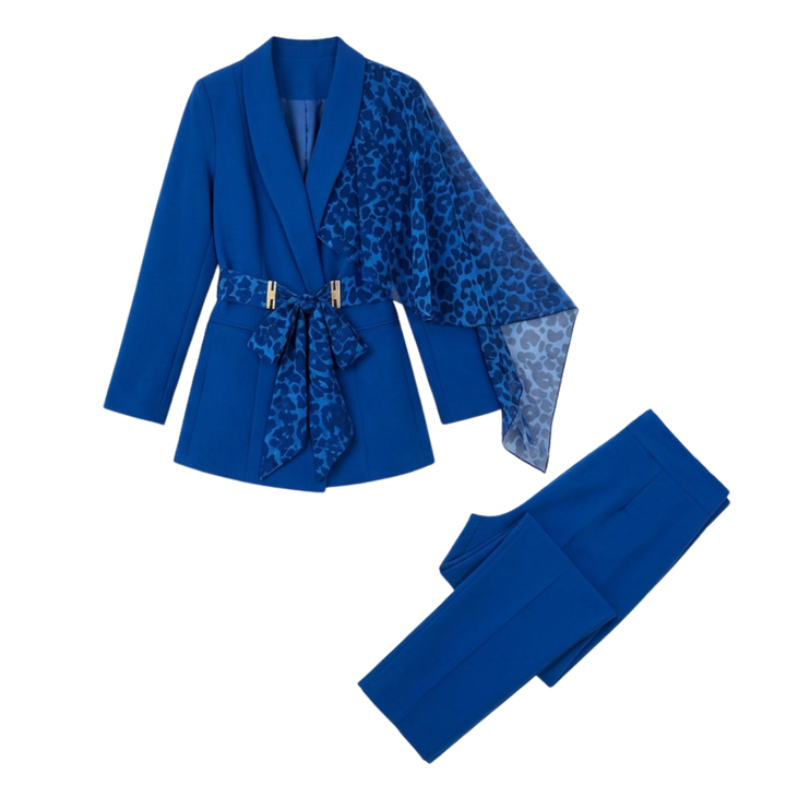 Selvana – Leopard accent blazer and pants set