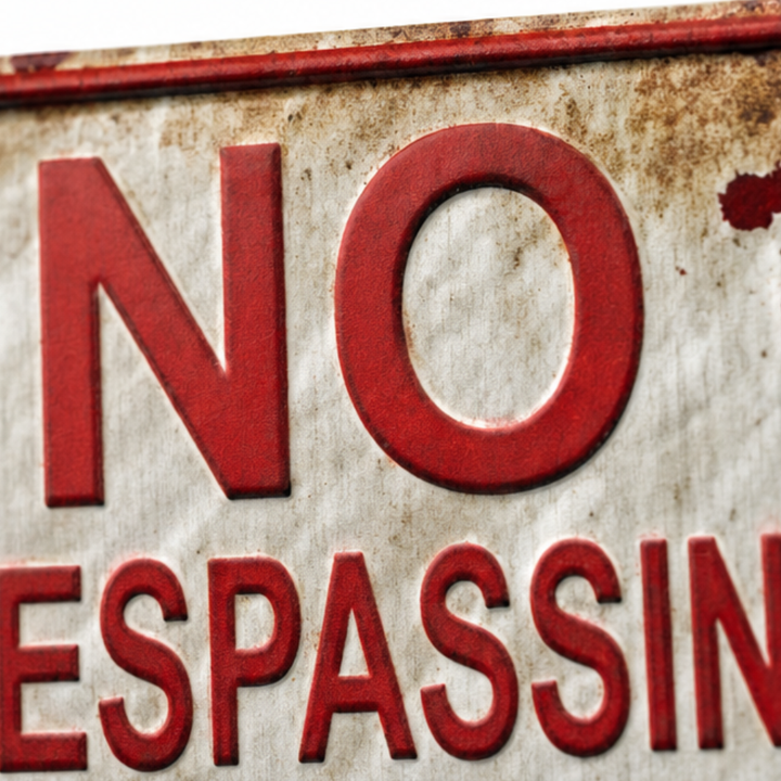 Hollerwood™ – Rustic No Trespassing Tin Sign for Porch Garage Garden