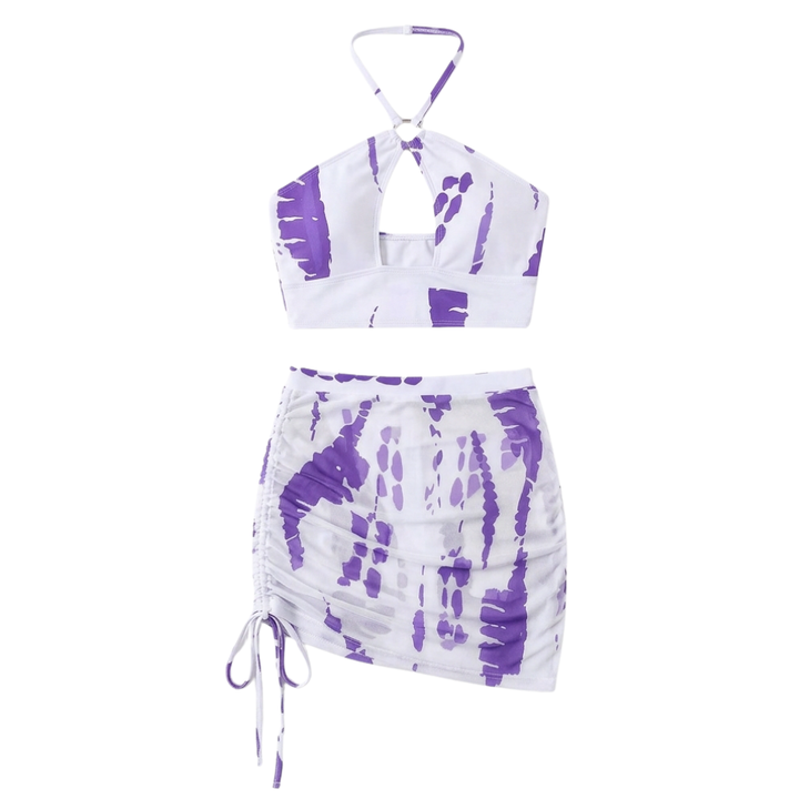 Solaia – Women's three piece bikini set with cover-up skirt