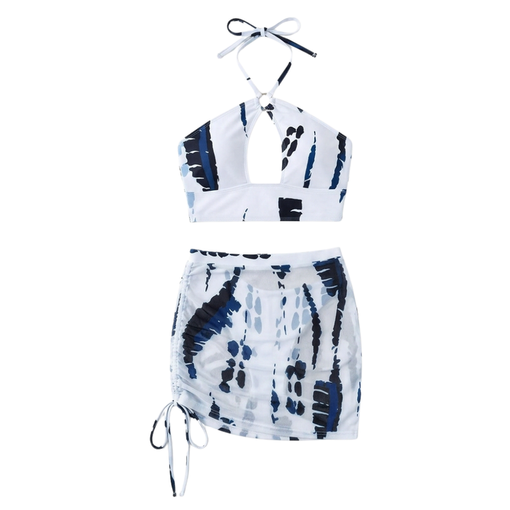 Solaia – Women's three piece bikini set with cover-up skirt