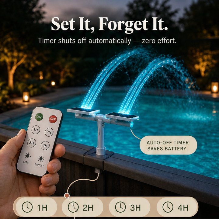 Lumiflow™ – Solar Pool Fountain with RGB Color Lights and Dual Spray