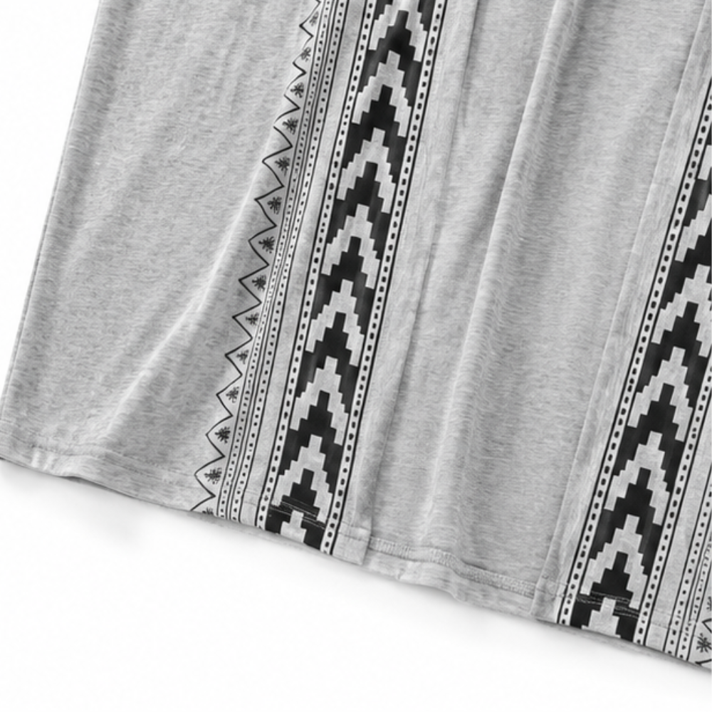 Wearbella – Retro Geometric Print Open-Front Cardigan