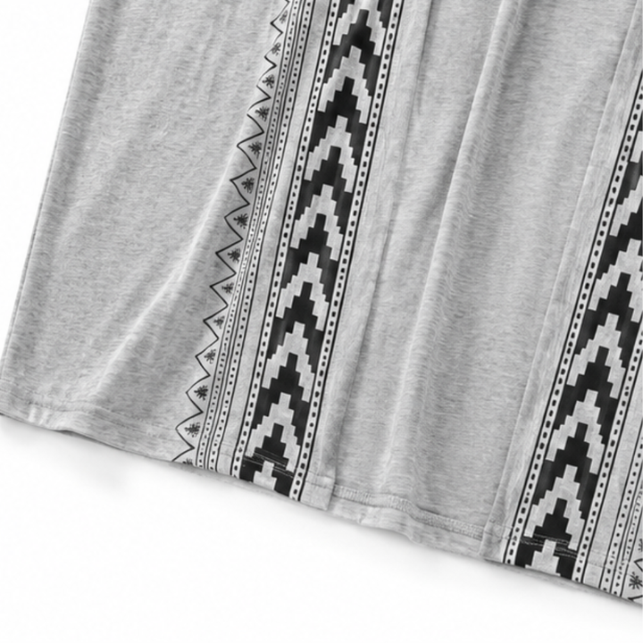 Wearbella – Retro Geometric Print Open-Front Cardigan