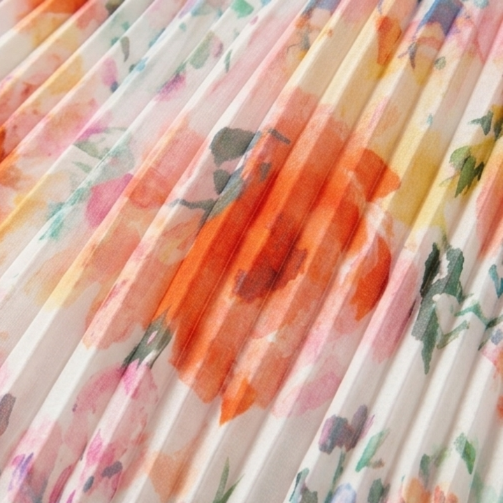 Floressa – Women's Watercolor Floral Pleated Midi Dress