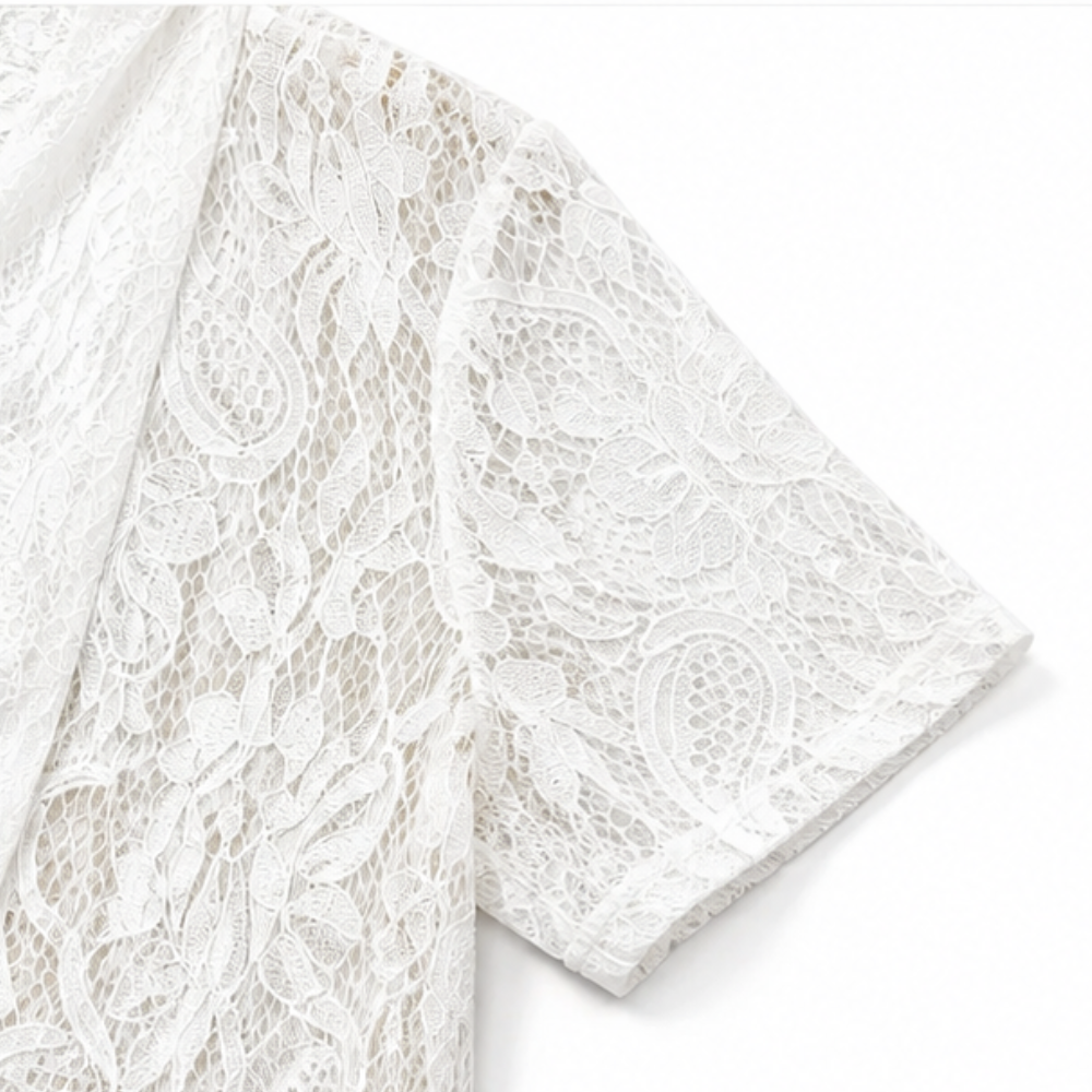 Veluna – Lace-look Open-Front Short Sleeve Vest