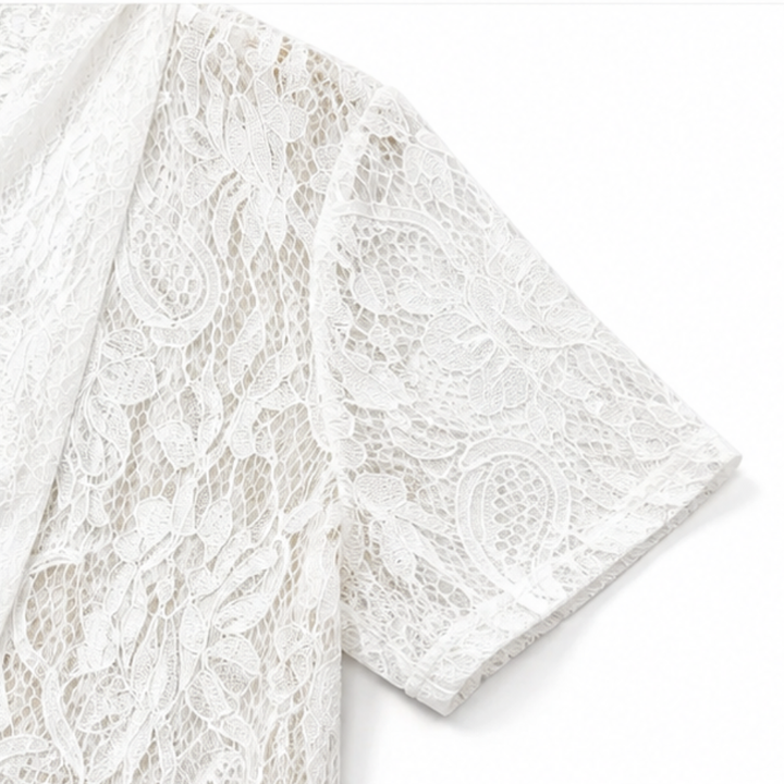 Veluna – Lace-look Open-Front Short Sleeve Vest