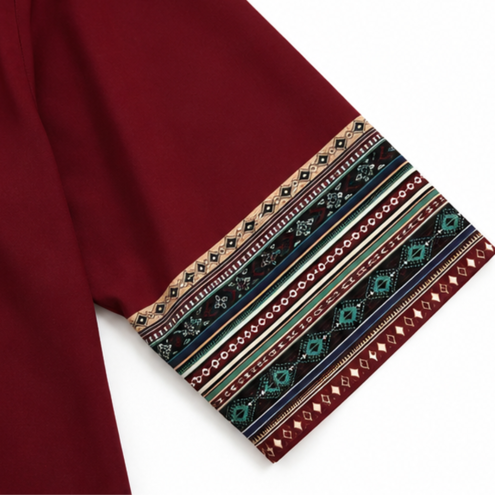 Vivelyn – Contrast Trim Button-Front V-Neck Top