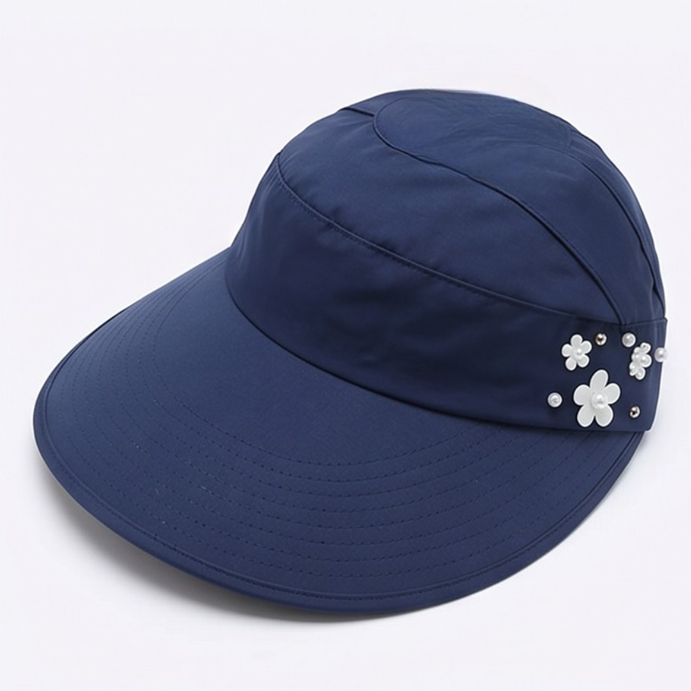 Solwen – Wide Brim Sun Visor with Ponytail Opening