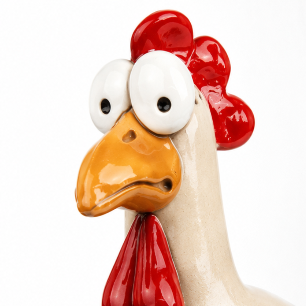 Henrietta™ – Hand-Glazed Ceramic Garden Hen with Dangling Legs