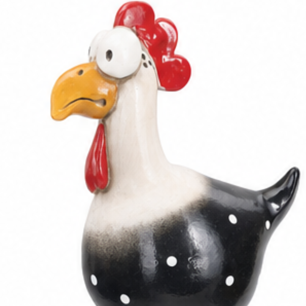 Henrietta™ – Hand-Glazed Ceramic Garden Hen with Dangling Legs