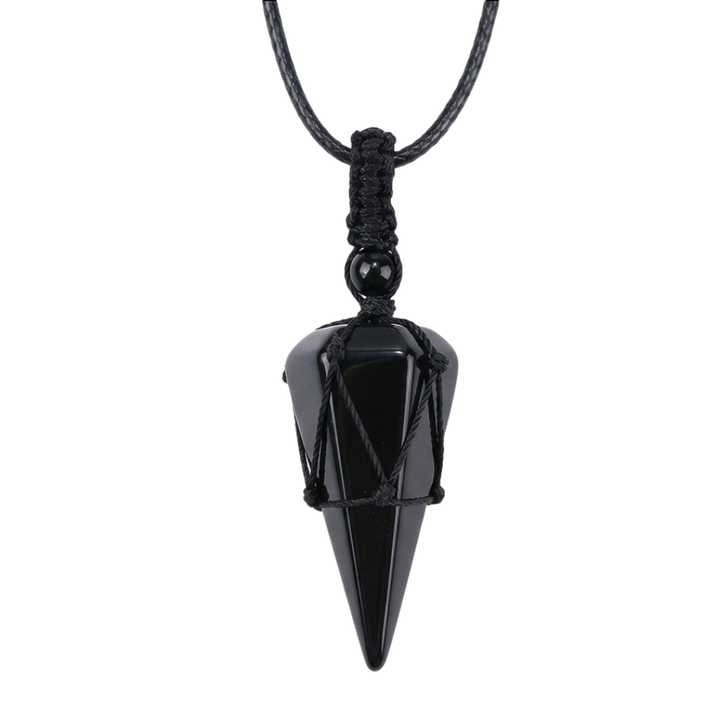 Noctera – Macramé-Wrapped Obsidian Pendant