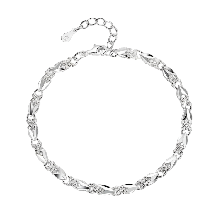 Clovara - Textured Silver Clover Chain Bracelet