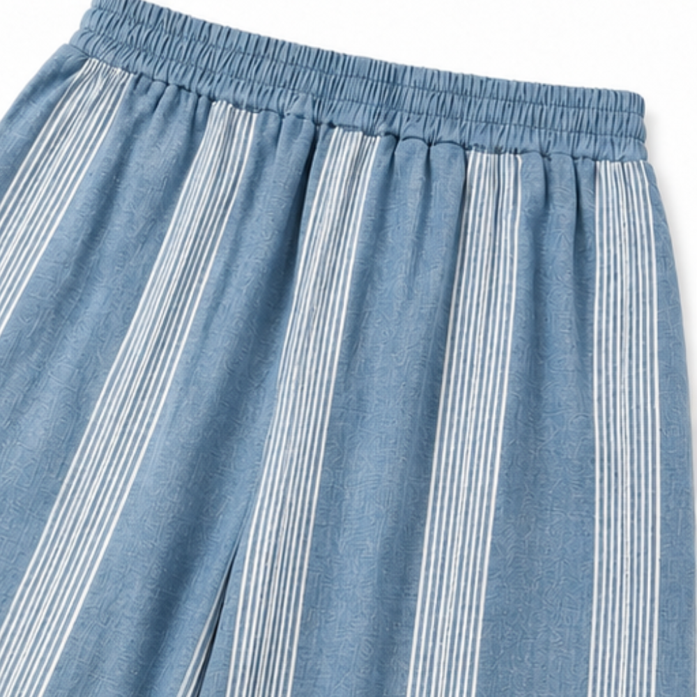 Ease & Stripe – Striped V-Neck Tunic And Trouser Set