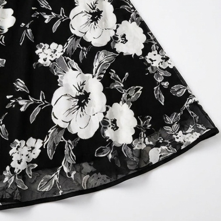 Solenya – Women's Floral Chiffon Dress with Sheer Overlay