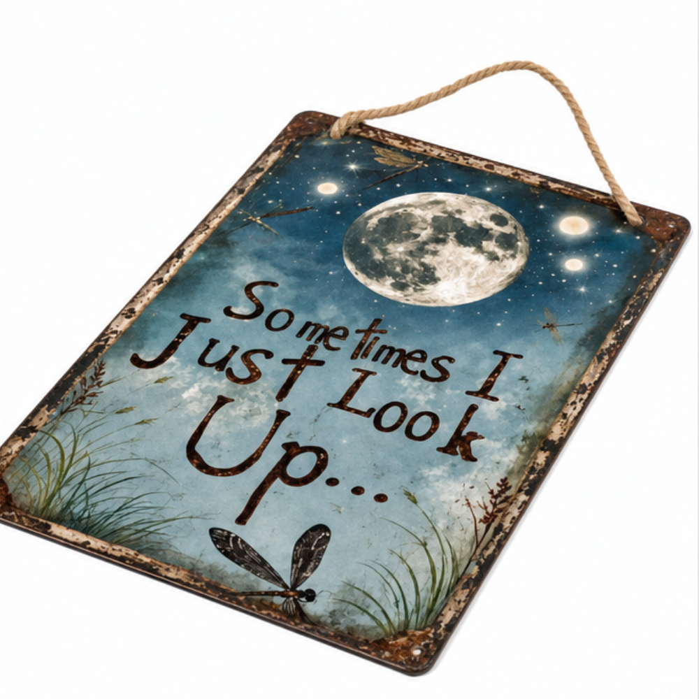 Lunavia™ – Rustic Moon Metal Sign for Porch and Garden