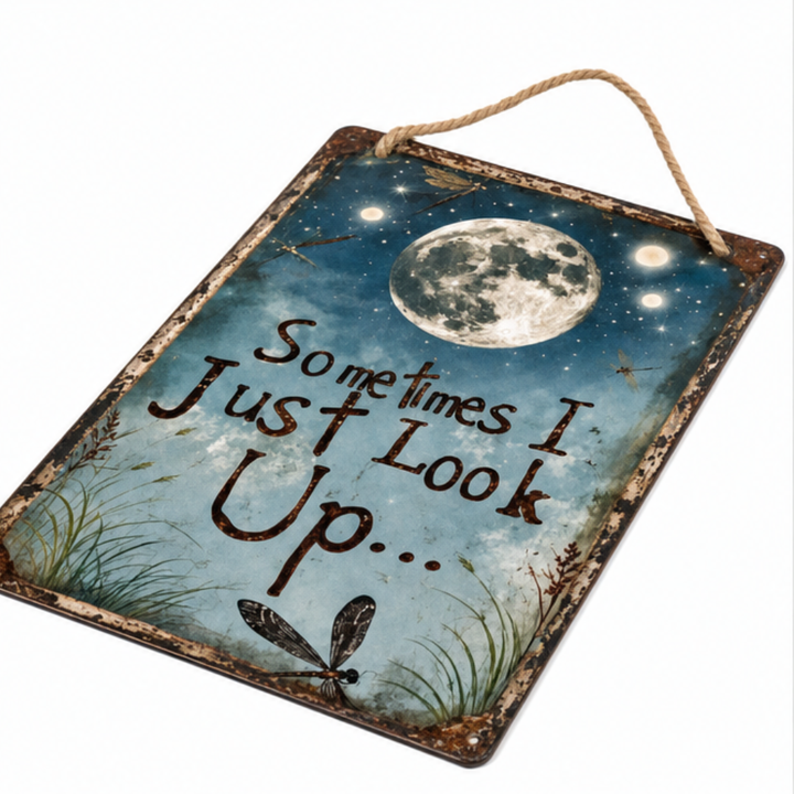 Lunavia™ – Rustic Moon Metal Sign for Porch and Garden