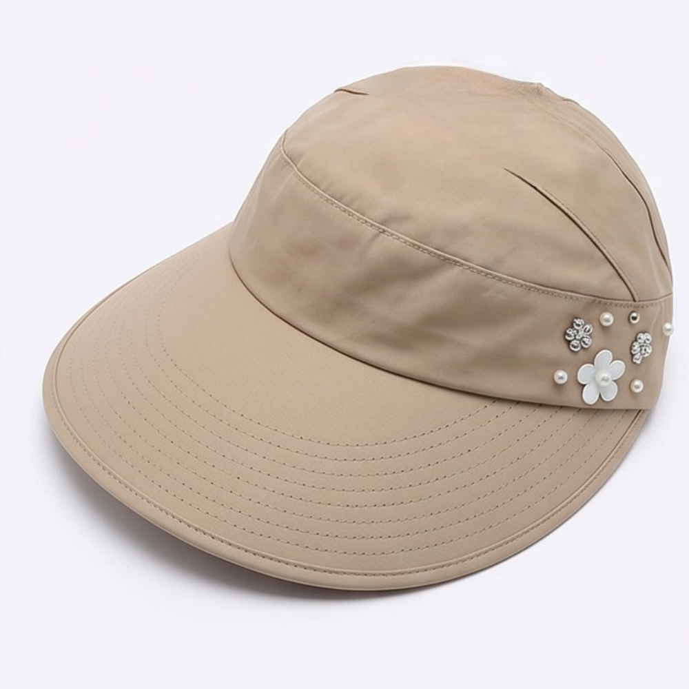 Solwen – Wide Brim Sun Visor with Ponytail Opening