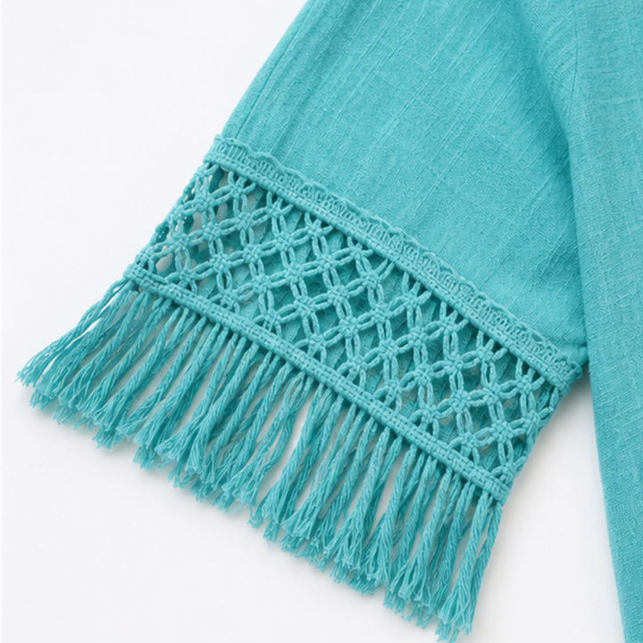 Wrenfare – Crochet Fringe Trim Sleeve Top