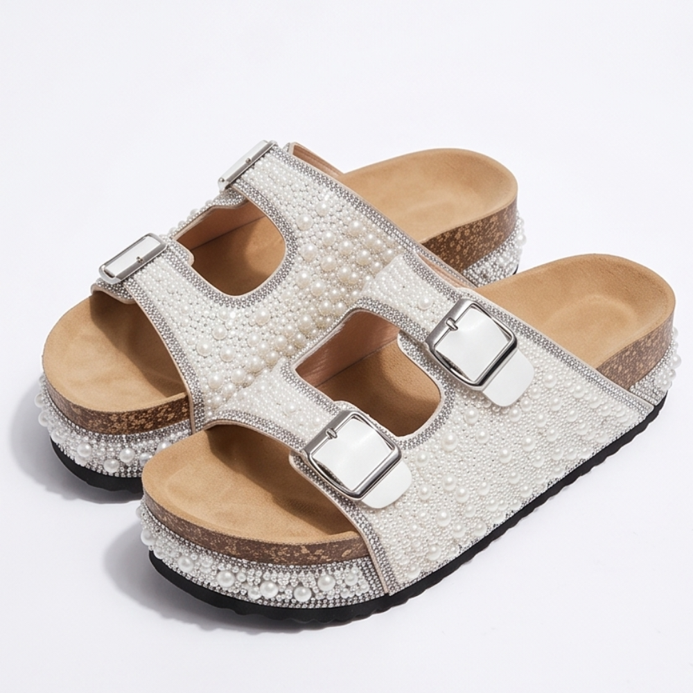 Pearlique – Pearl Platform Slide Sandals